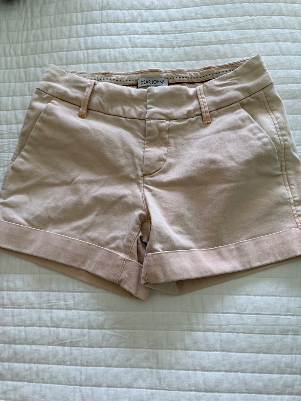Dear John Light light melon/ peach Cuffed Cotton Shorts